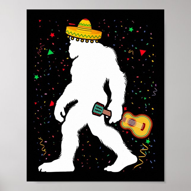 Funny Cinco De Mayo Bigfoot Mexican Guitar - Cinco Poster (Framsidan)