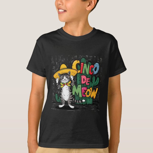 Funny Cinco De Mayo Cat Sombrero Poncho Party Wome T Shirt (Framsida)