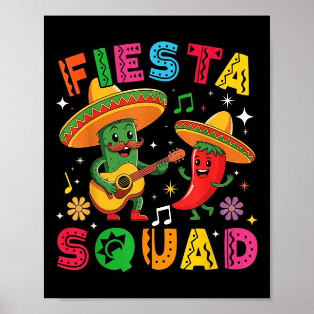 Funny Cinco De Mayo Fiesta Squad Mexican Matching Poster (Framsidan)