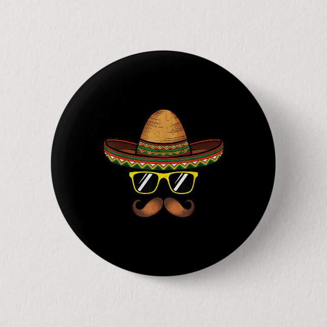 Funny Cinco De Mayo Funny Sombrero Hat med soll Knapp (Framsida)