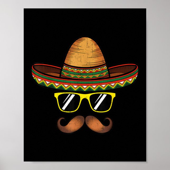 Funny Cinco De Mayo Funny Sombrero Hat med soll Poster (Framsidan)