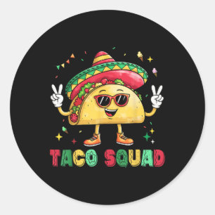 Funny Cinco De Mayo Funny Taco Squad Sombrero Hat Runt Klistermärke