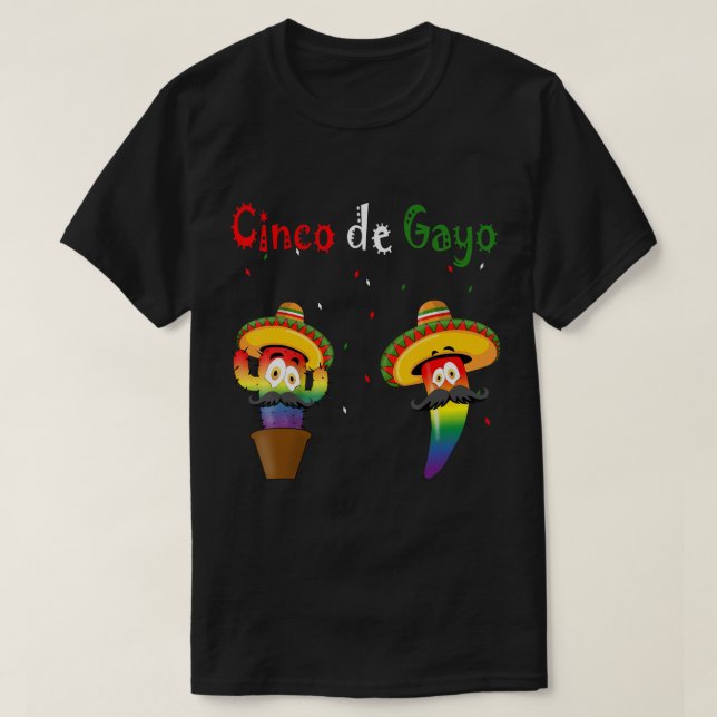 Funny Cinco de Mayo Gayo gay rights pride Party Su T Shirt (Design framsida)