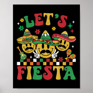 Funny Cinco De Mayo Groovy Lets Fiesta Smile Manar Poster