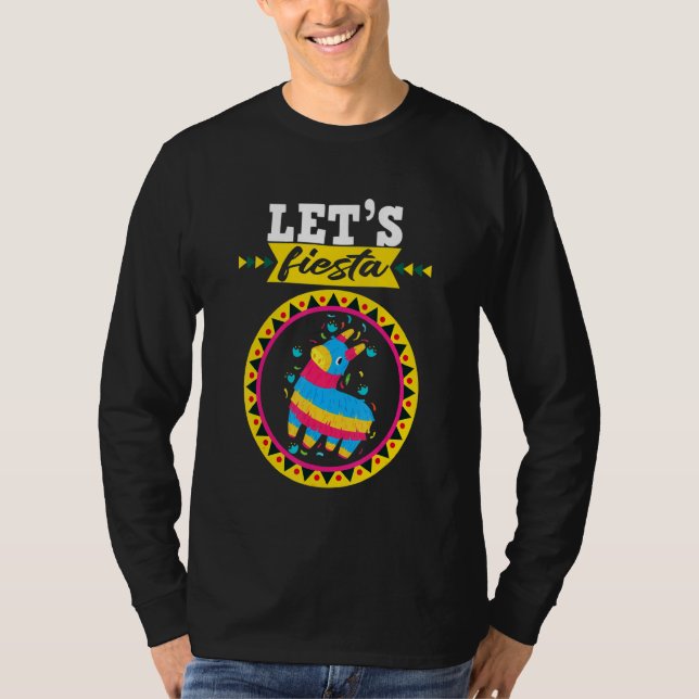 Funny Cinco De Mayo Låt oss Fiesta Pinata Mexicana T Shirt (Framsida)