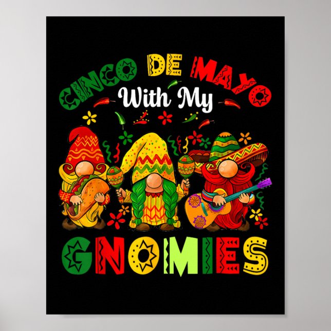 Funny Cinco De Mayo med mina Gnomies Trio Gnomes B Poster (Framsidan)