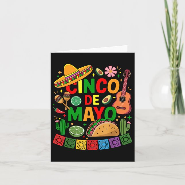 Funny Cinco De Mayo Mexican Sombrero Hat Manar Wom Kort (Framsida)