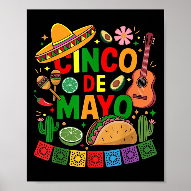 Funny Cinco De Mayo Mexican Sombrero Hat Manar Wom Poster (Framsidan)