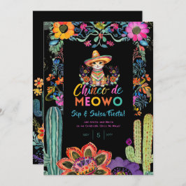 Funny Cinco De Mayo Sip och Salsa Cat FIESTA Inbjudningar