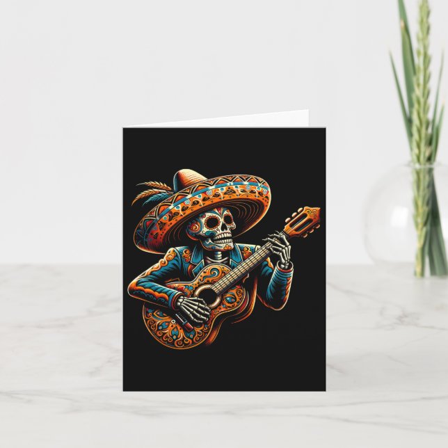 Funny Cinco De Mayo Skeleton Skull Fiesta Sombrero Kort (Framsida)