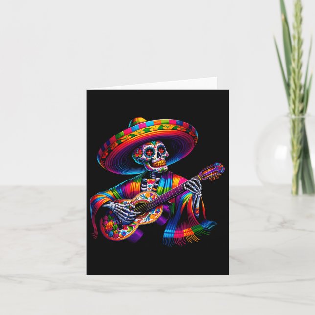 Funny Cinco De Mayo Skeleton Skull Fiesta Sombrero Kort (Framsida)