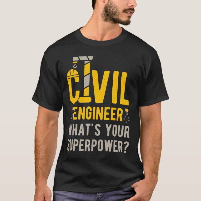 Funny Civil Ingenjör T Shirt (Framsida)
