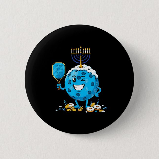 Funny Ckleball Dreidel Menorah Hanukkah Kids Women Knapp (Framsida)