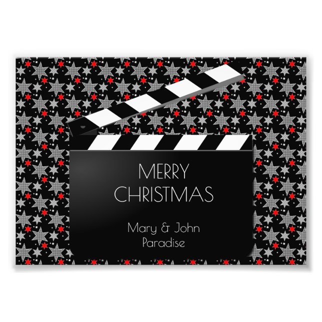 Funny Clapperboard Filmaking Black White Red Fototryck (Framsidan)
