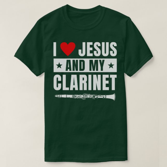 Funny Clarinet Player Clarinetist I Kärlek Jesus T Shirt (Design framsida)