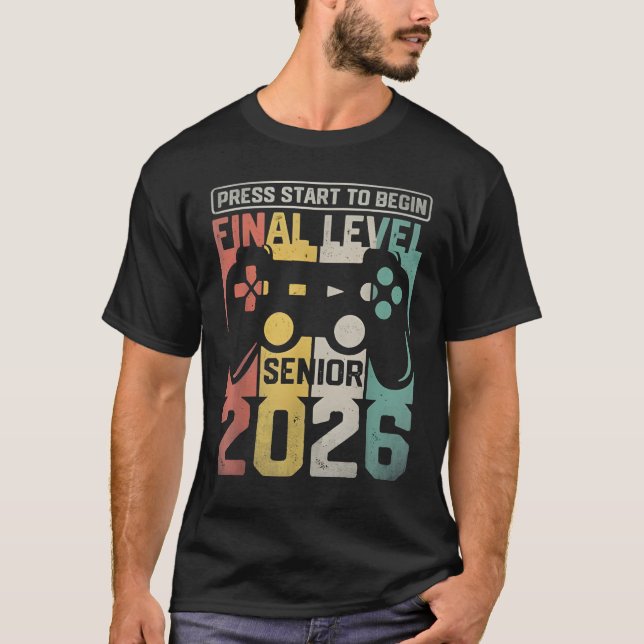 Funny Class Of 2026 Gamer Senior 2026 Designs T Shirt (Framsida)