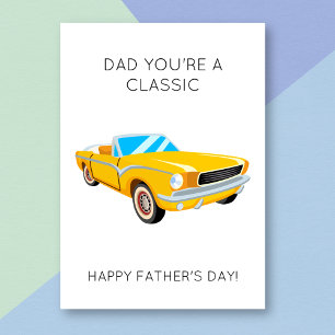 Funny Classic Car Pun Fars dag Card Kort