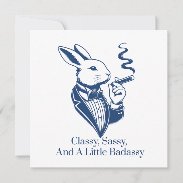 Funny Classy Rabbit Smoking Cigar Inbjudningar (Framsida)