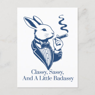 Funny Classy Rabbit Smoking Cigar Vykort
