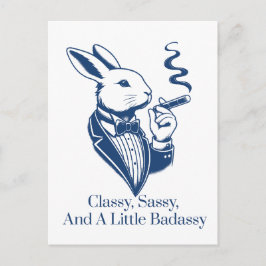 Funny Classy Rabbit Smoking Cigar Vykort