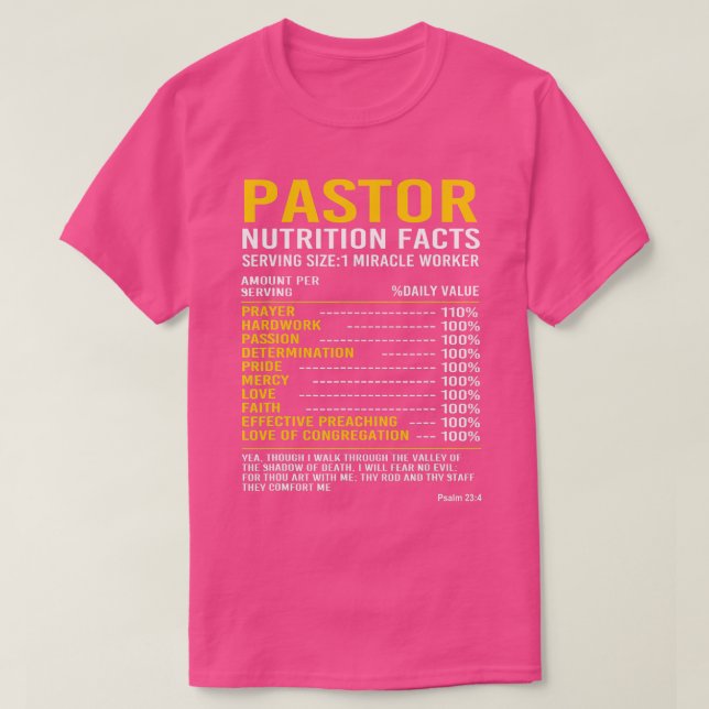 Funny Clergy Preacher Pastor Nutritional Facts T Shirt (Design framsida)