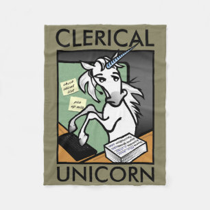 FUNNY CLERICAL RECEPTIONIST UNICORN FLEECE BLANKET