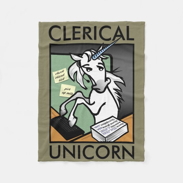 FUNNY CLERICAL RECEPTIONIST UNICORN FLEECE BLANKET (Framsidan)