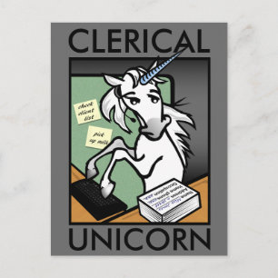 FUNNY CLERICAL UNICORN LODRÄT POSTCARD VYKORT