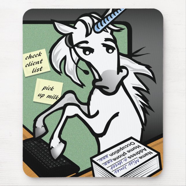 FUNNY CLERICAL UNICORN MOUSE PAD MUSMATTA (Framsidan)
