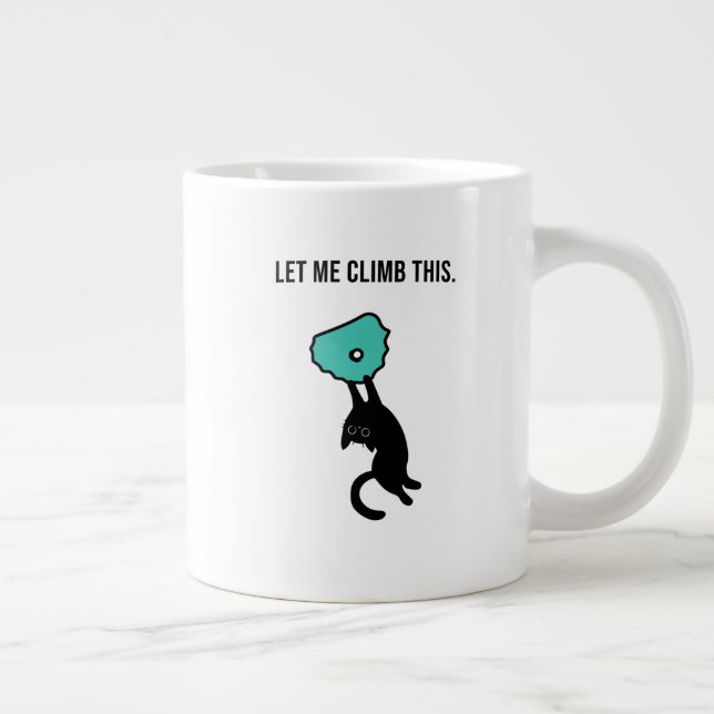Funny Climbing Cat Catches Climbing Hold Jumbo Mugg (Höger)