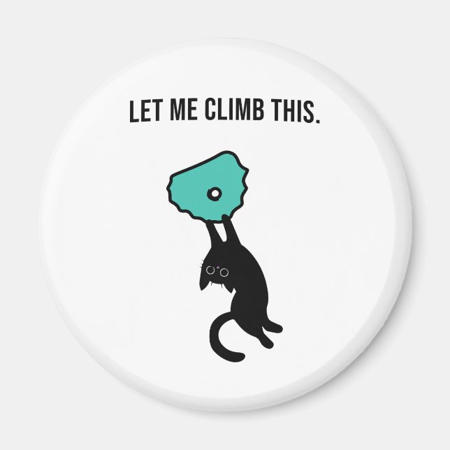 Funny Climbing Cat Catches Climbing Hold Magnet (Framsidan)