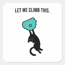 Funny Climbing Cat Catches Climbing Hold Tasse Fyrkantigt Klistermärke