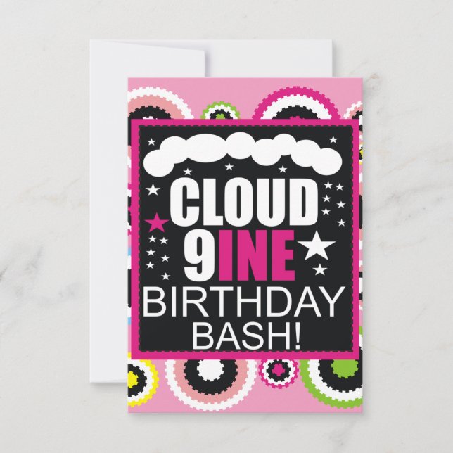 Funny Cloud Nine Cosmic Birthday Party Invitation Inbjudningar (Framsida)