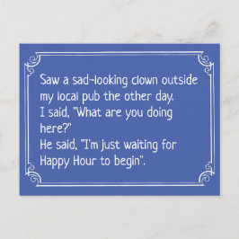 Funny Clown at Pub Joke Vykort