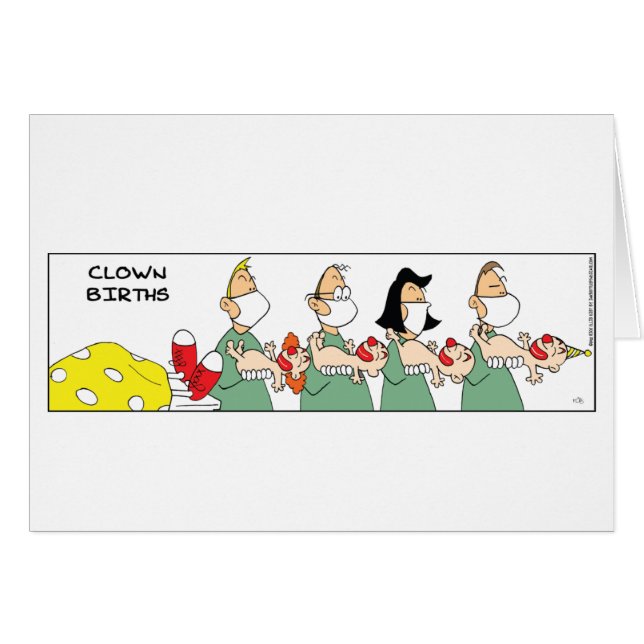 Funny Clown Birth Hälsningskort (Framsidan Horizontal)
