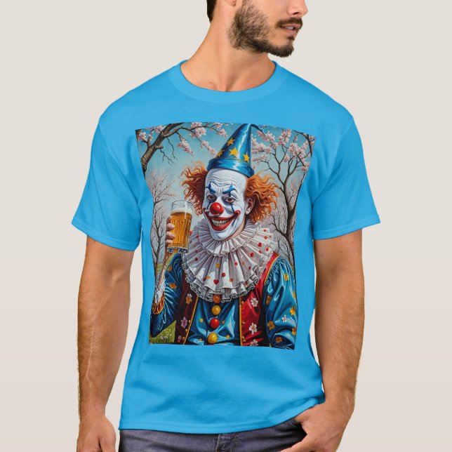 Funny Clown Drinking Beer Pub Tee (Framsida)