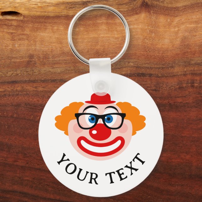 Funny clown face with spectacles custom nyckelring (Framsida)