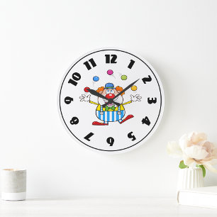 Funny Clown Juggling Clock Stor Klocka