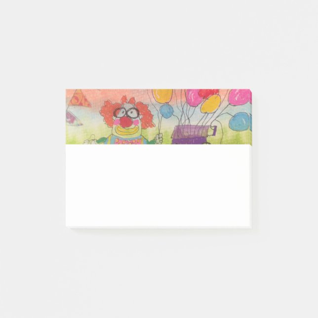 Funny Clown with Balloons Post-it Block (Framsida)