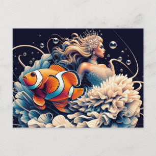 Funny ClownFish Mode Woman Vykort