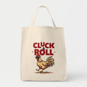 Funny "Cluck & Roll" Tupp Tecknad Coola Design Tygkasse