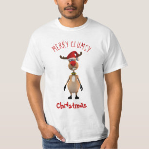 Funny Clumsy Reindeer God jul T Shirt