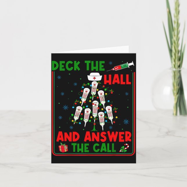 Funny Cna Deck The Halls Answer The Calls Nurse Ch Kort (Framsida)