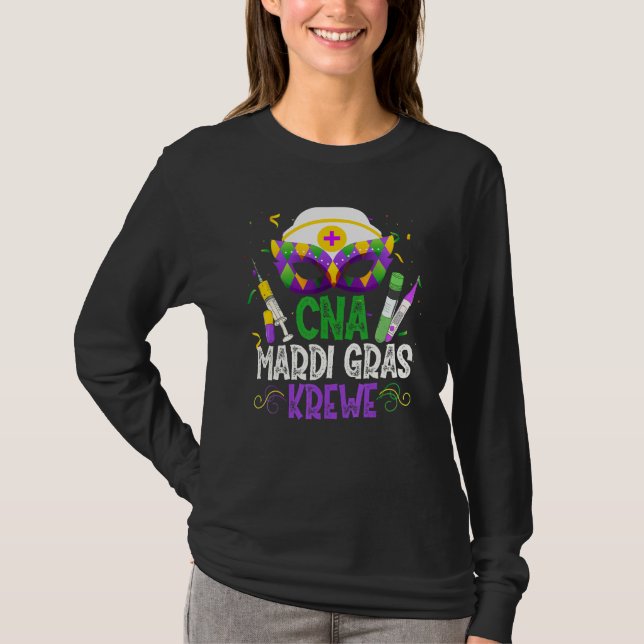 Funny Cna Krewe Nurse Nursing Mask Mardi Gras Carn T Shirt (Framsida)