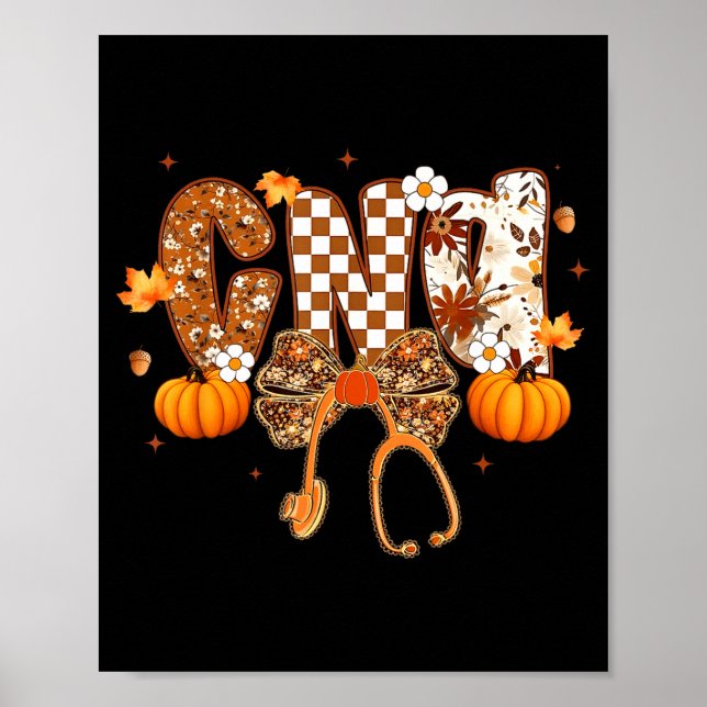 Funny Cna Nurse Coquette Bow Stethoscope Fall Girl Poster (Framsidan)