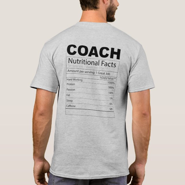 Funny Coach Nutrition Facts T-shirt  (Baksida)