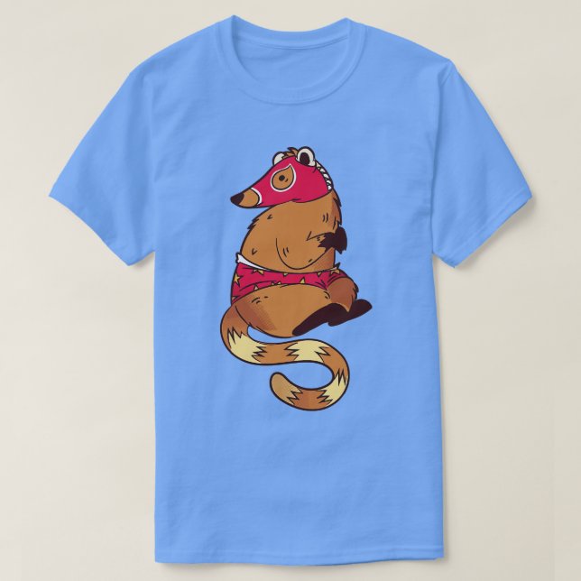 Funny Coati Luchador Wrestler Sketch Teckning T Shirt (Design framsida)