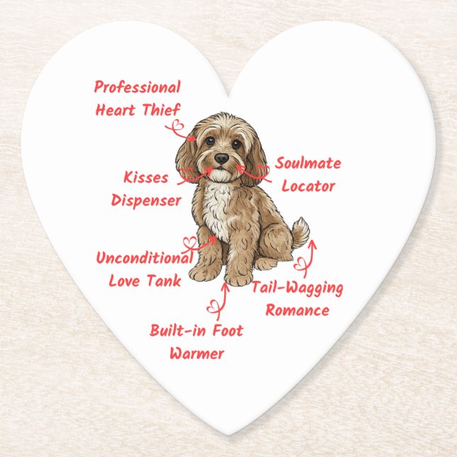Funny Cockapoo Anatomy - Unique Valentine Gift Underlägg Papper (Framsida)