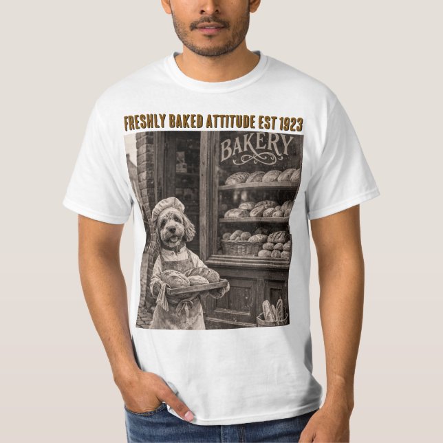 Funny Cockapoo Baker T-Shirt Vintage DOG Gift (Framsida)