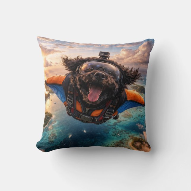 Funny Cockapoo Gift | Flying Dog Cushion Kudde (Framsida)